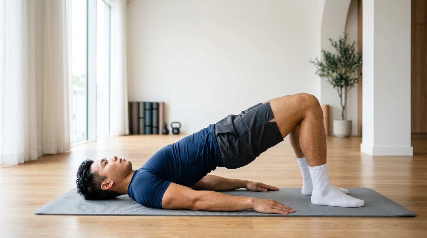 Latihan Pelvic Glute Bridge untuk Pria